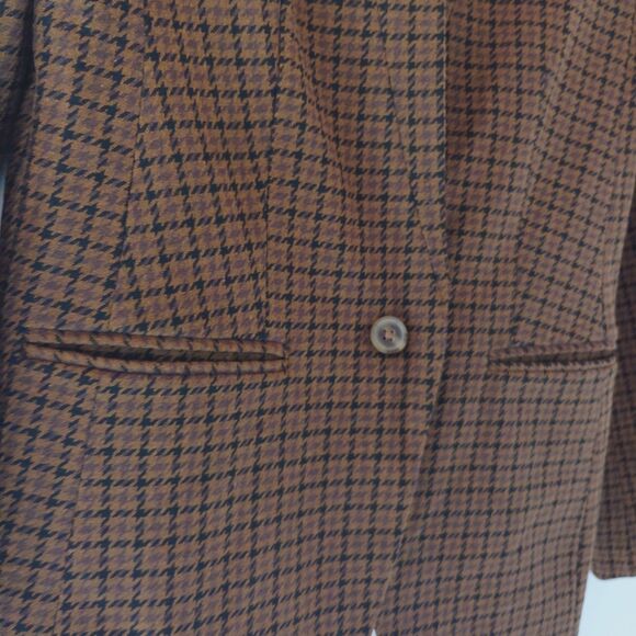 Old Navy Notch Collar Pixie Blazer Houndstooth Size S Brown Preppy - Picture 4 of 7